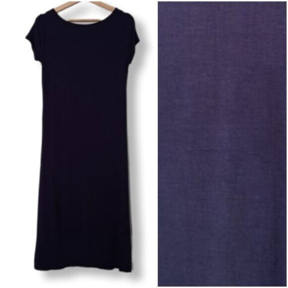 BEBE Long Hi-Low Hem T-shirt Tunic Top Short Sleeve Blue Sz XS - Picture 6 of 9